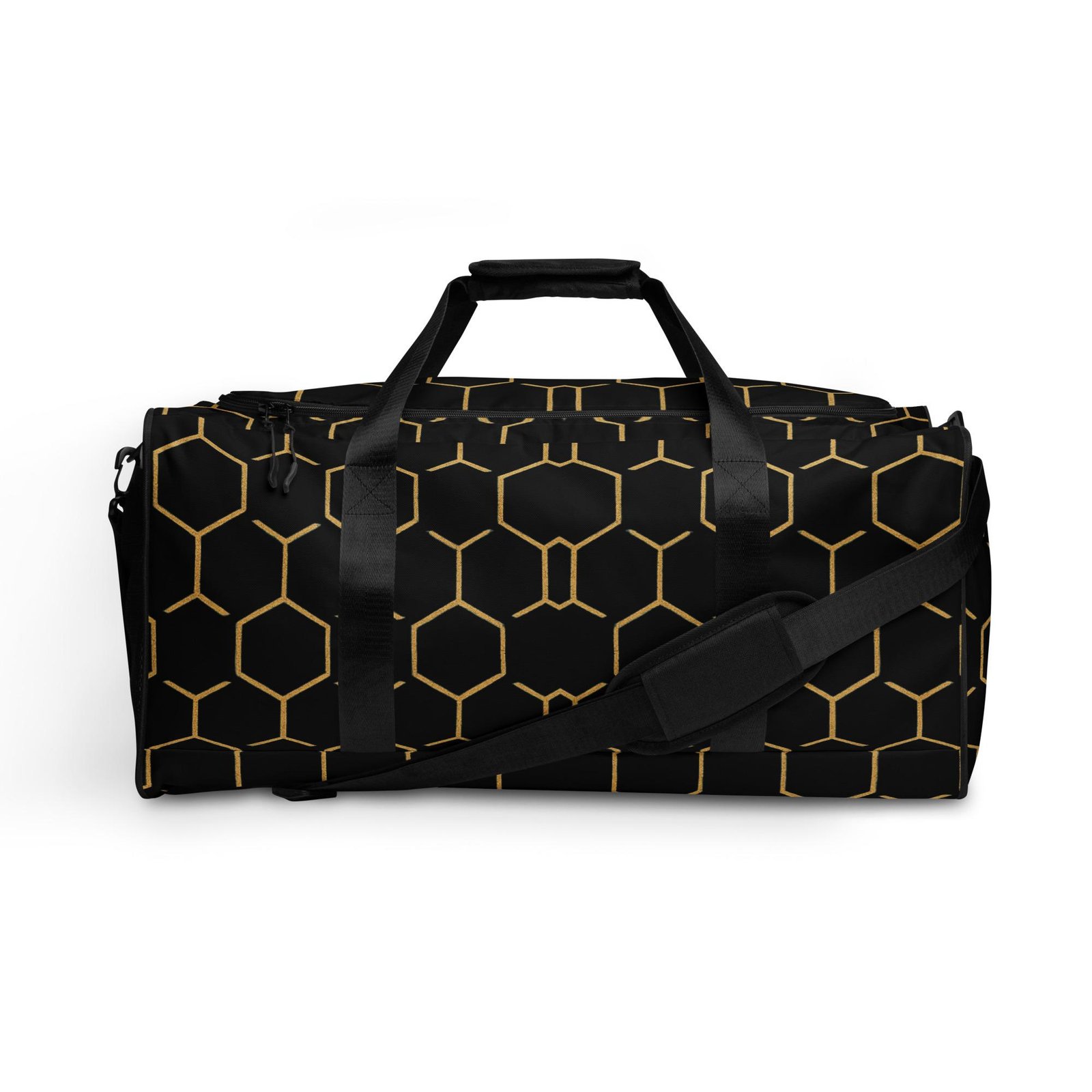 Talishén: Steel Spine Hex Pattern – Duffle Bag – Black & Gold
