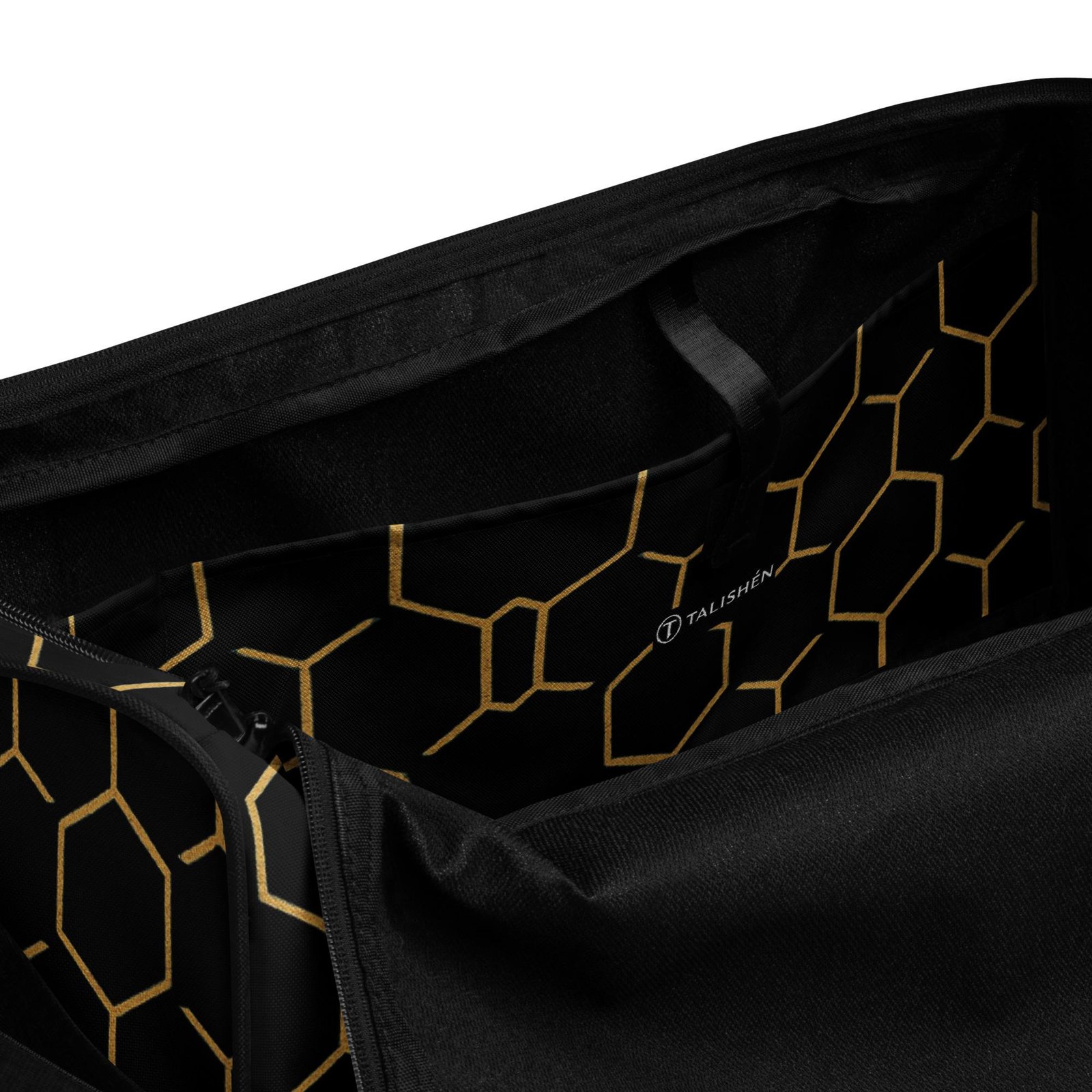 Talishén: Steel Spine Hex Pattern – Duffle Bag – Black & Gold - Image 10