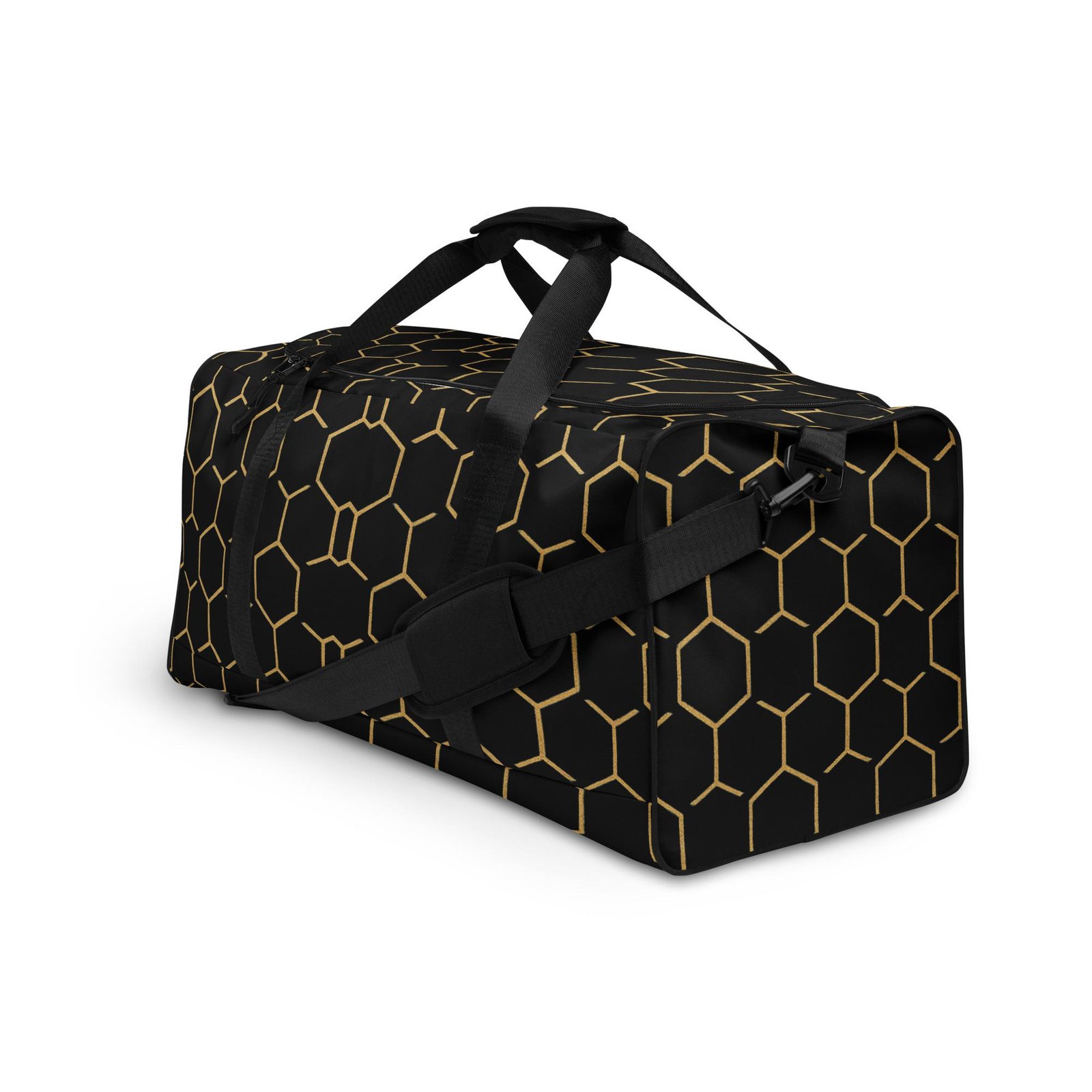 Talishén: Steel Spine Hex Pattern – Duffle Bag – Black & Gold - Image 7