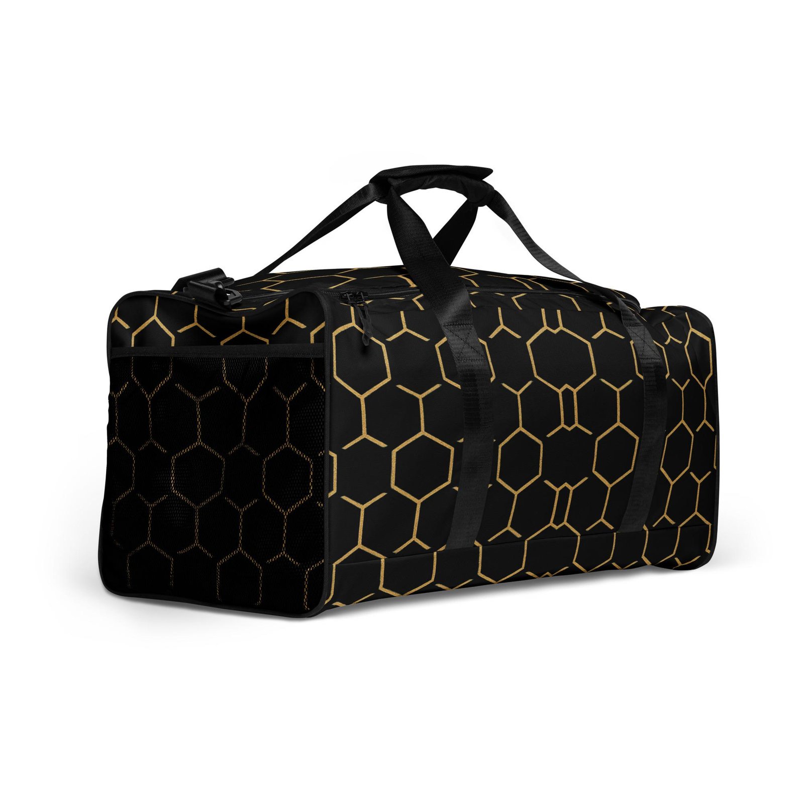 Talishén: Steel Spine Hex Pattern – Duffle Bag – Black & Gold - Image 6