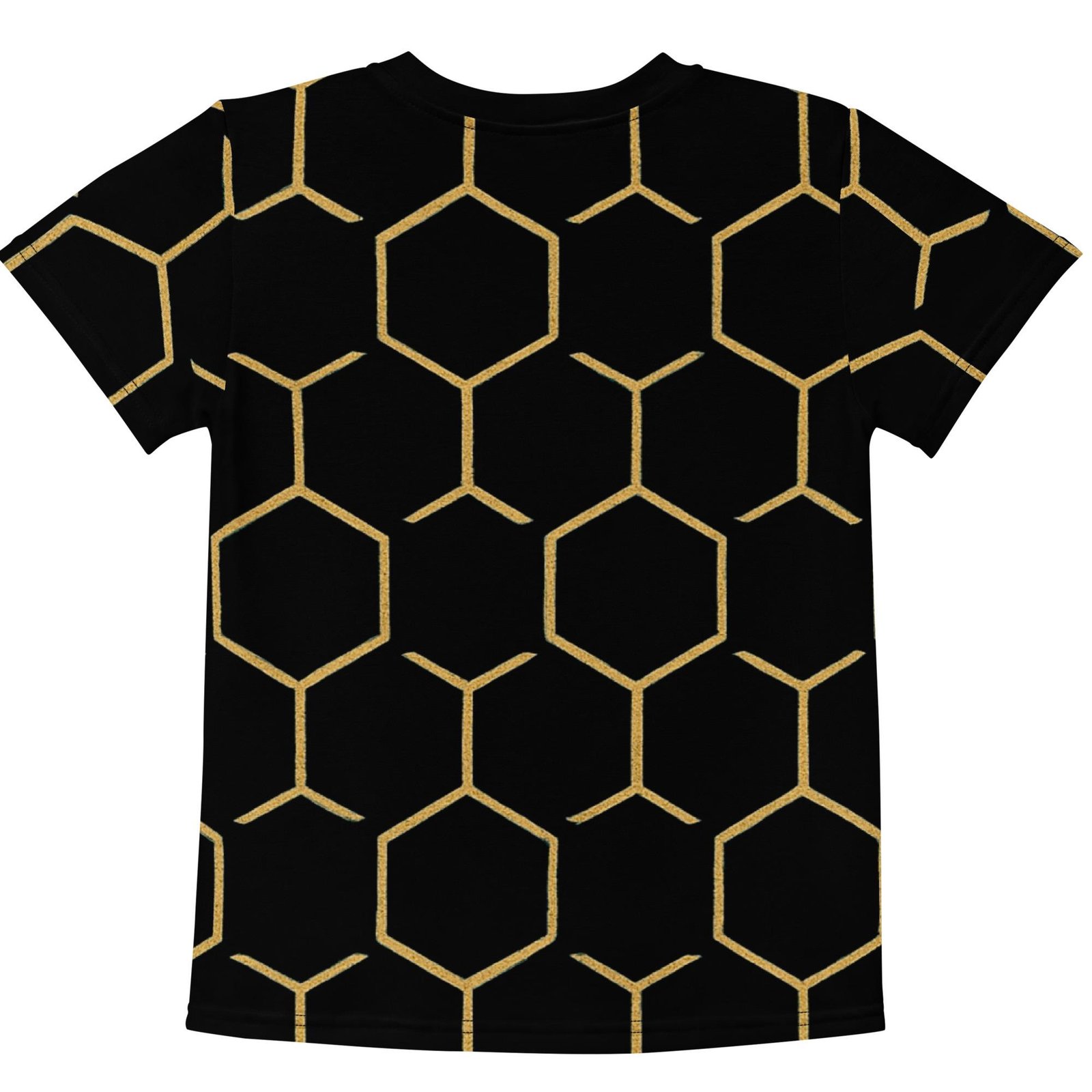 Talishén: Steel Spine Hex Pattern – Kids crew neck t-shirt – Black & Gold - Image 6
