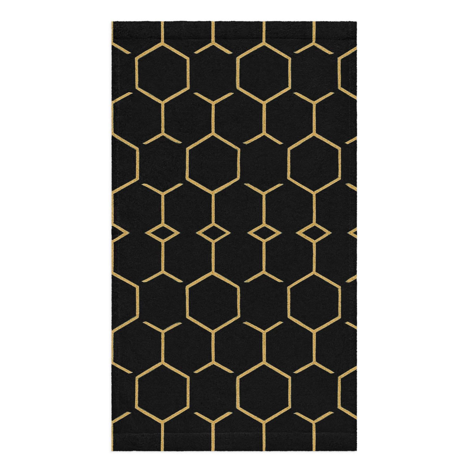 Talishén: Steel Spine Hex Pattern – Hand towel – Black & Gold - Image 2